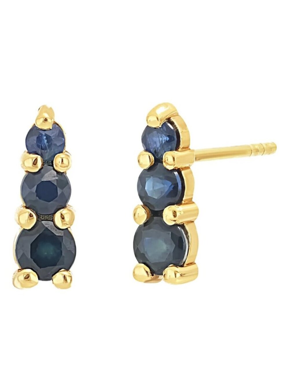 Bony Levy 18K Yellow Gold Graduated Sapphire Stud Earrings
